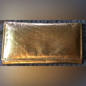 Vintage Gold lame’ Purse Clutch Bag Wallet metallic shiny Groovy Go-Go 1962 NM